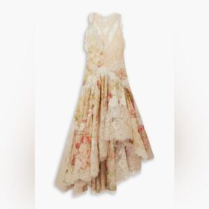 ZIMMERMANN Asymmetric lace-trimmed floral-print linen & silk-blend maxi dress